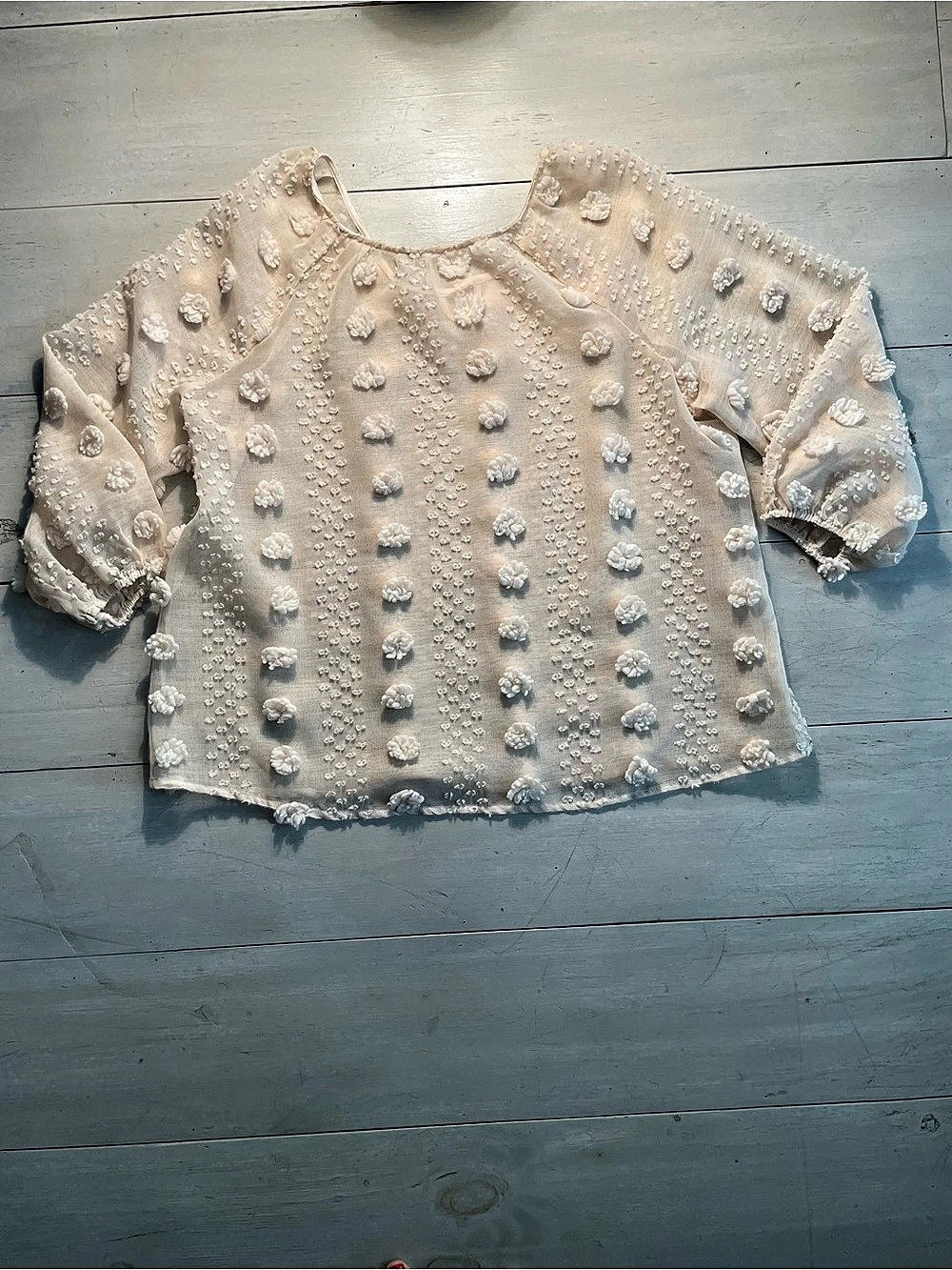 CATO Women’s Textured Floral Blouse in Cream XL
